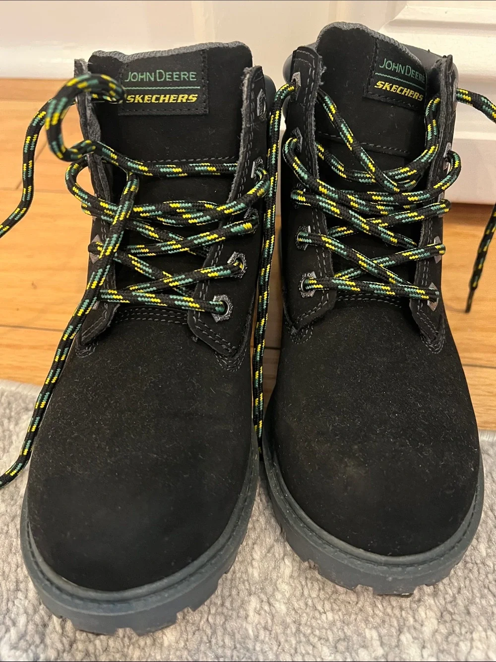 John Deere Kids Black Lace-Up Work Boots
